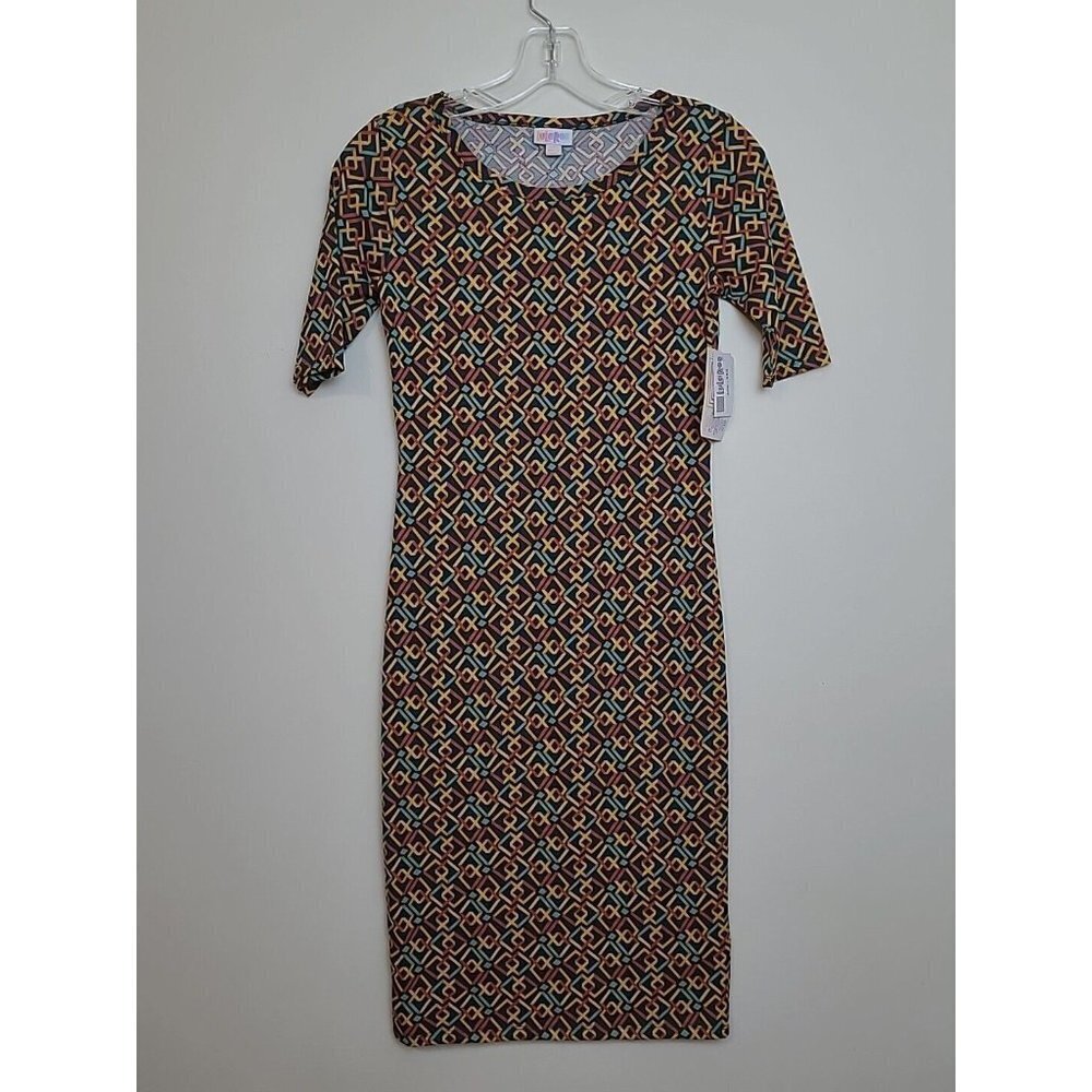 Lularoe XXS Julia Dress Multi-Color Geometric Knee length Lot Of 2 - Picture 9 of 16